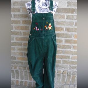 Vintage Winnie the Pooh Dark Green Corduroy Overalls / Bib Overalls